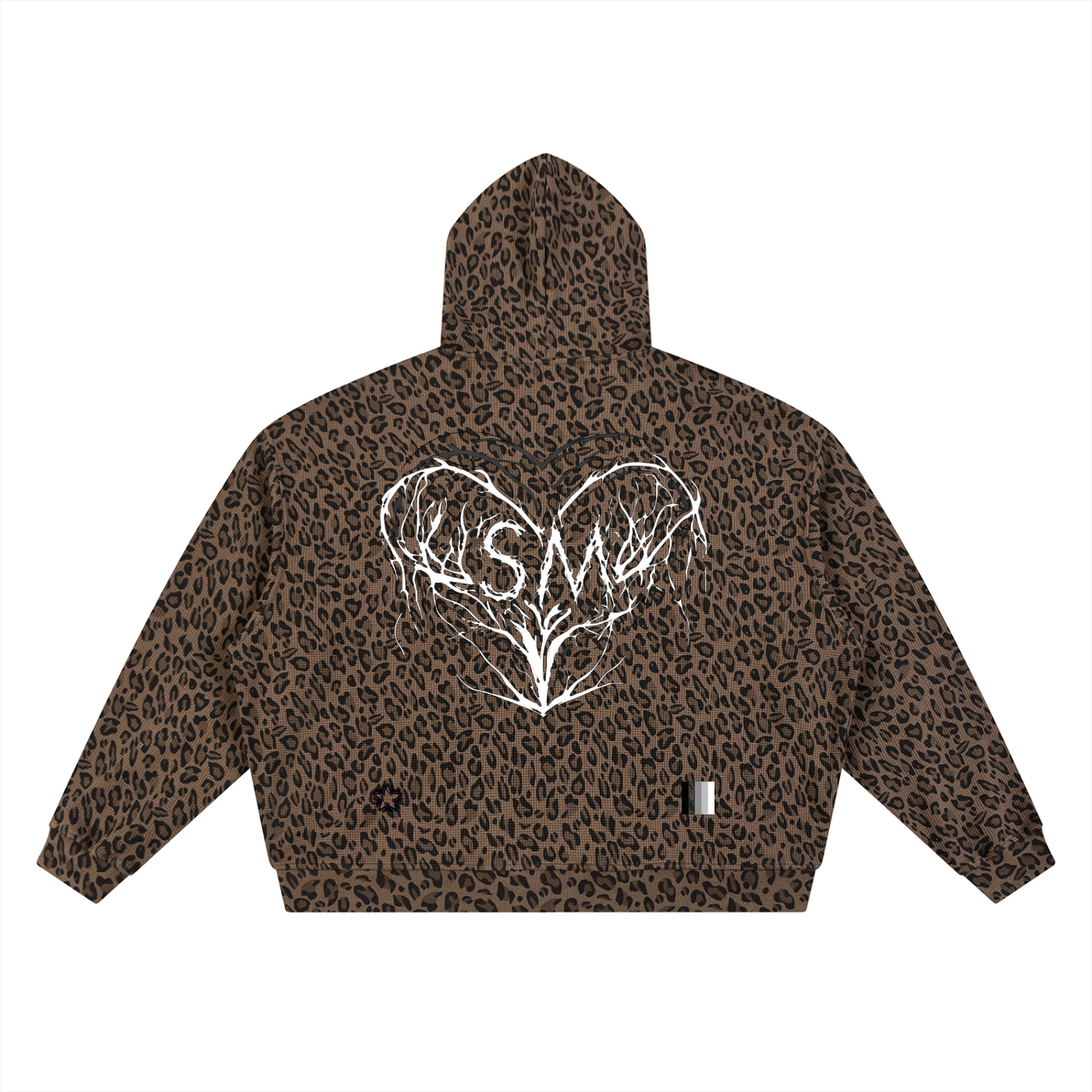 Unisex Leopard Print Waffle Full Zip Hoodie
