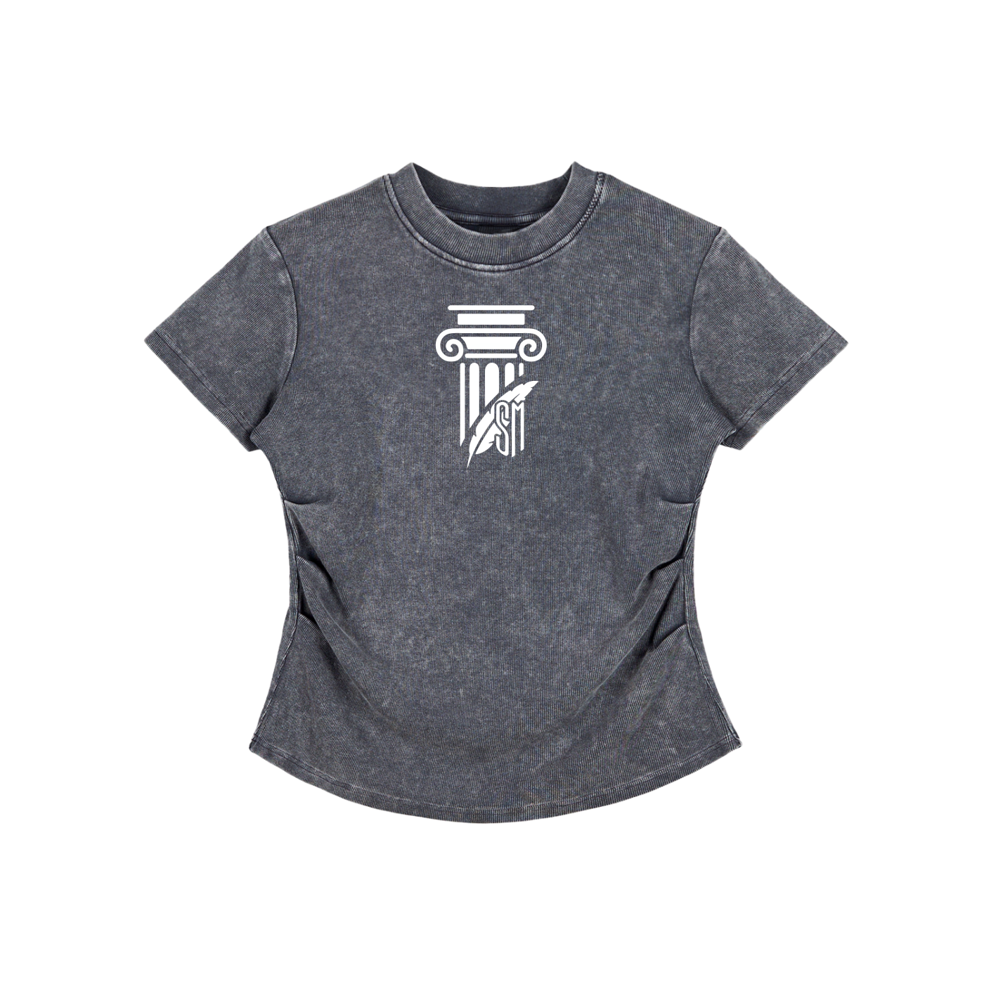 Shade Musem Womens Vintaged-Wash Bodycon T-Shirt
