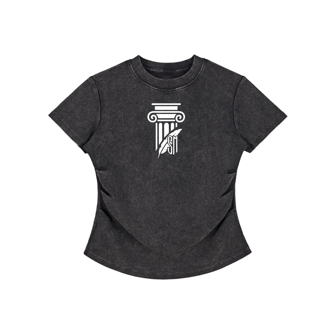 Shade Musem Womens Vintaged-Wash Bodycon T-Shirt