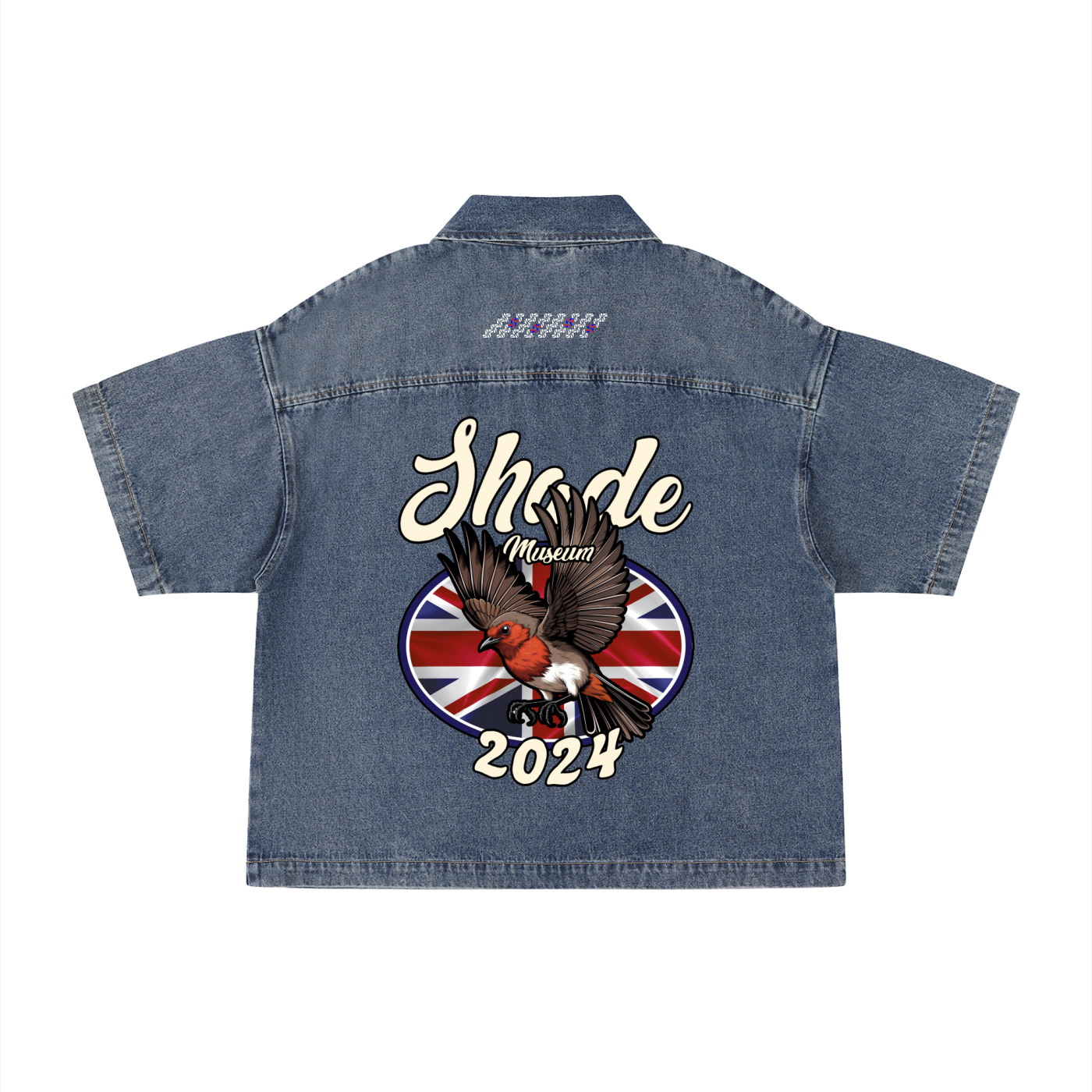 Unisex Vintage Wash Boxy Quarter-Zip Denim Shirt