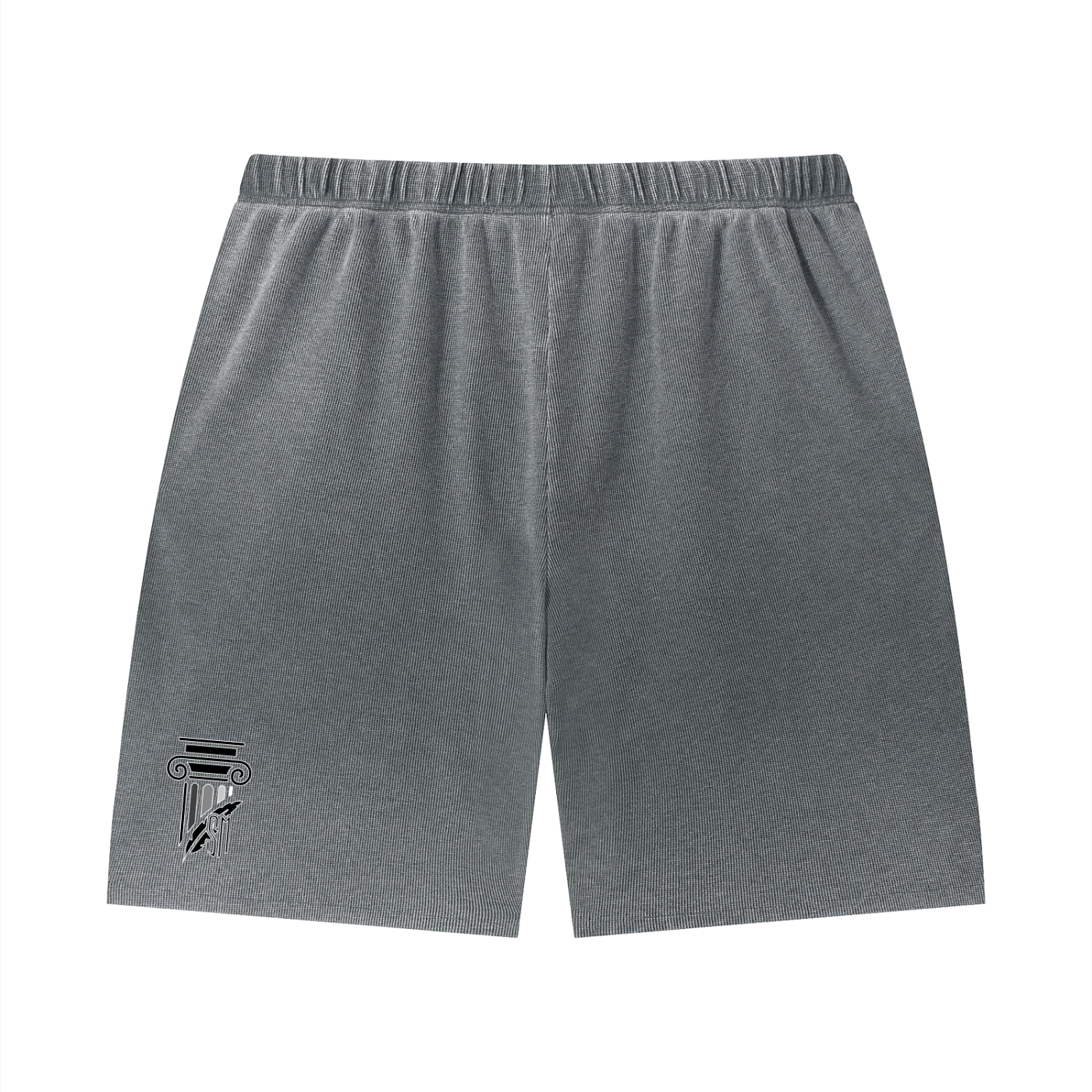 Unisex Vintage Wash Sunfade Waffle Raw Hem Shorts