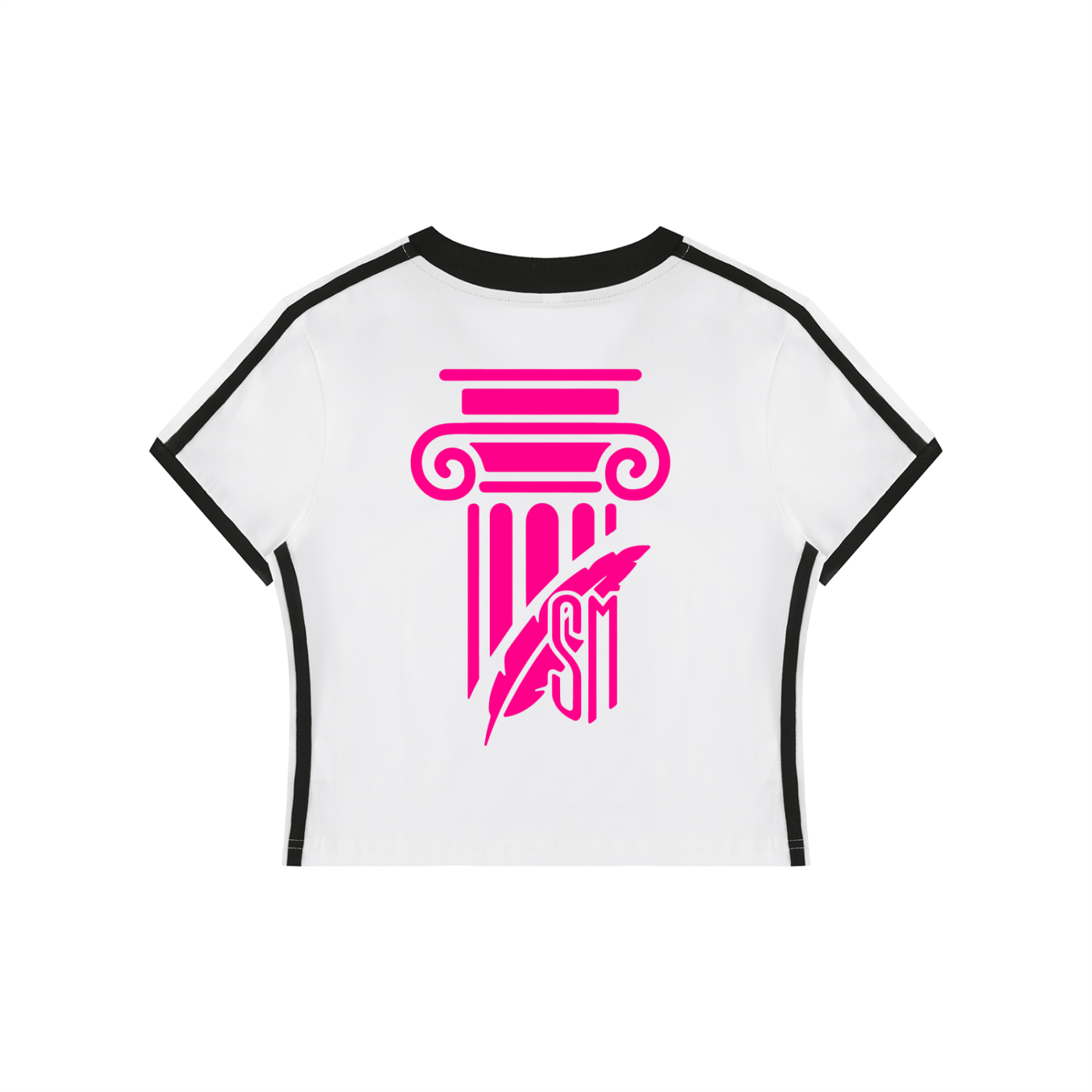 Women's Retro Binding V-Neck Crop T-Shirt