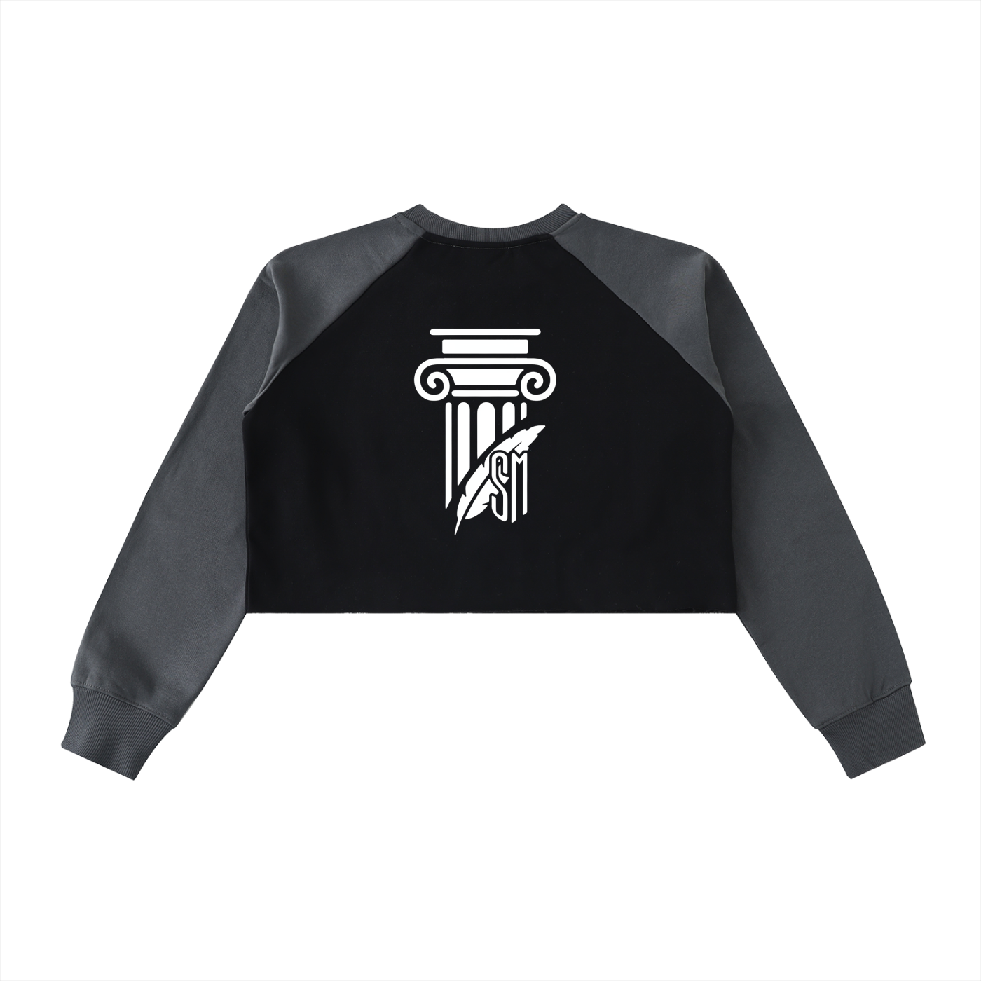 Shades Raw-Hem Color-Block Raglan Crop Sweatshirt