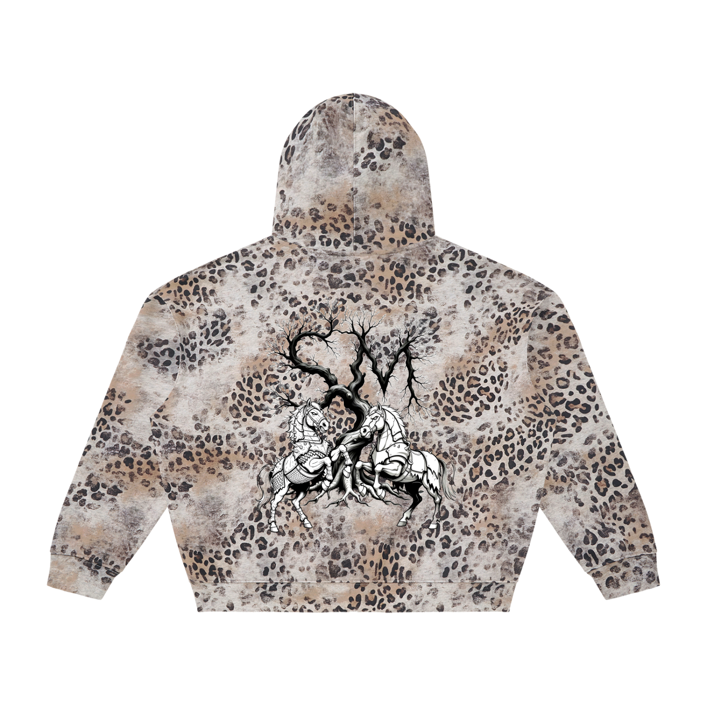 Unisex Vintage Wash Leopard Full Zip Hoodie