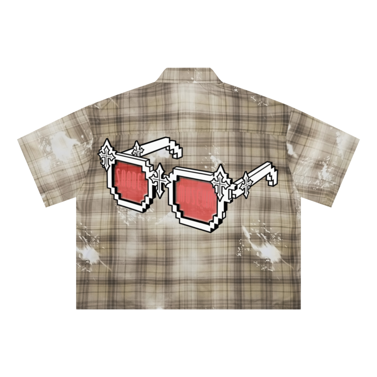 200GSM Tencel Twill Plaid Print Boxy Workwear Shirt Khaki