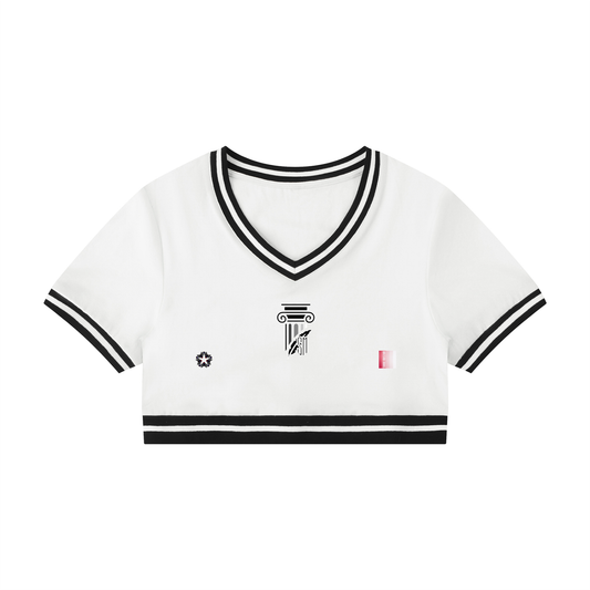 Women's Color Block V-Neck Crop T-Shirt