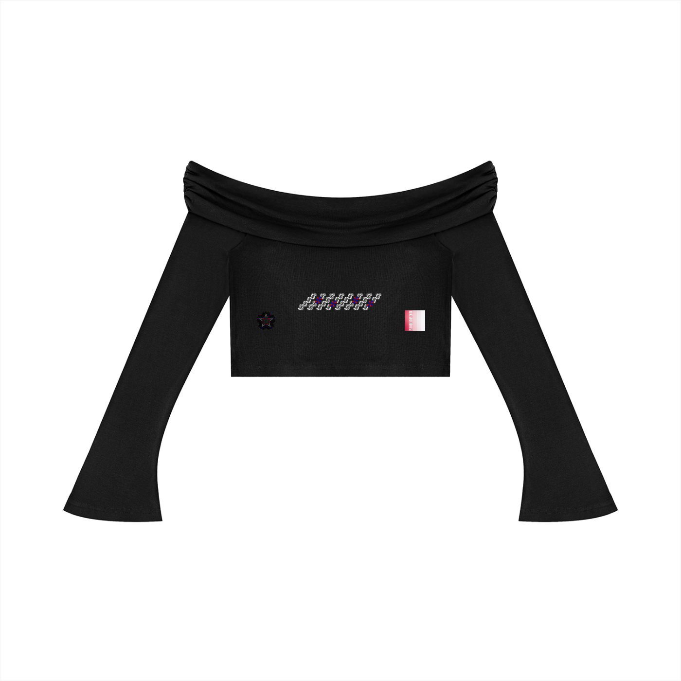 Women's Off-the-Shoulder Bell Sleeve Crop T-Shirt