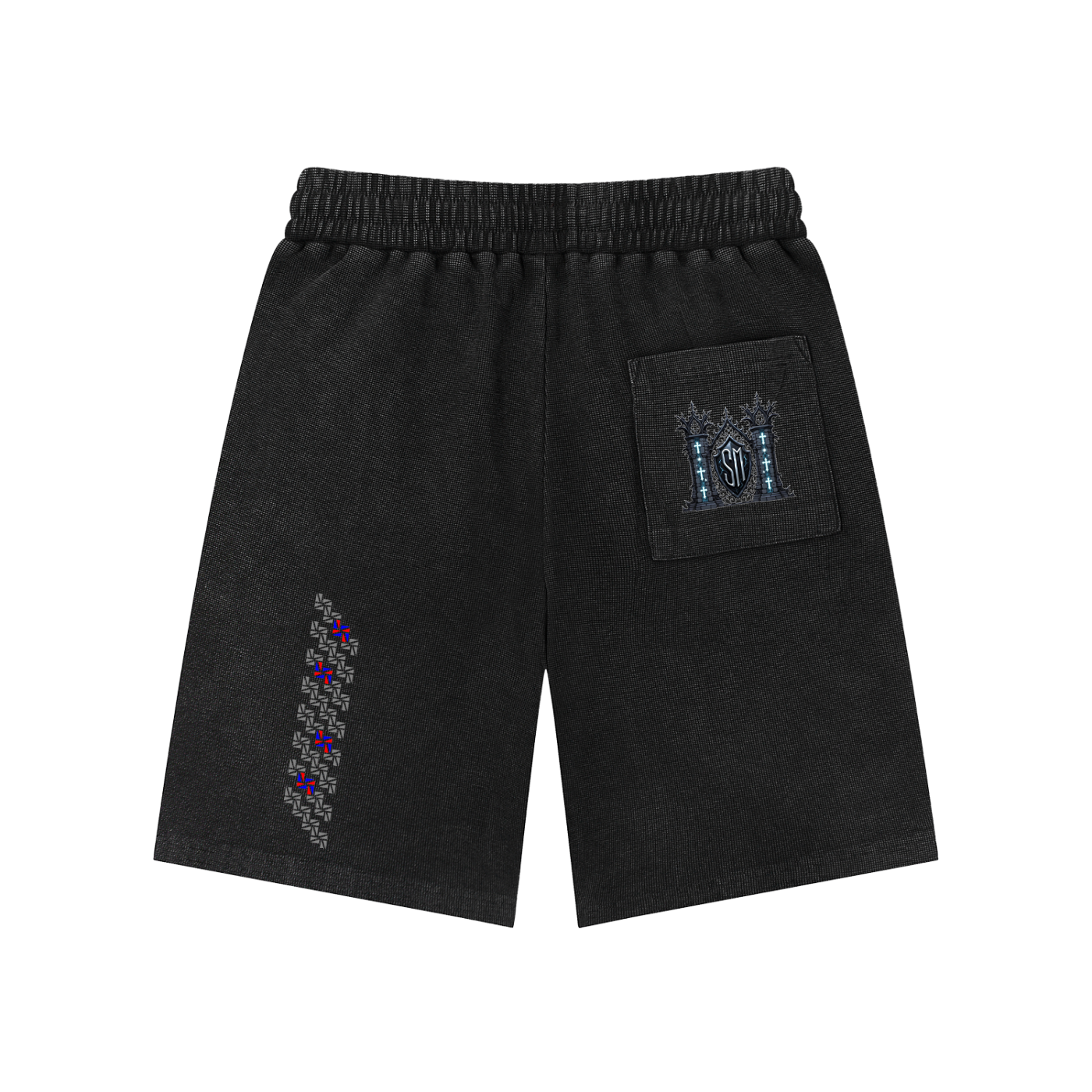 Blue Museum Gate Mineral Wash Waffle Knit Shorts