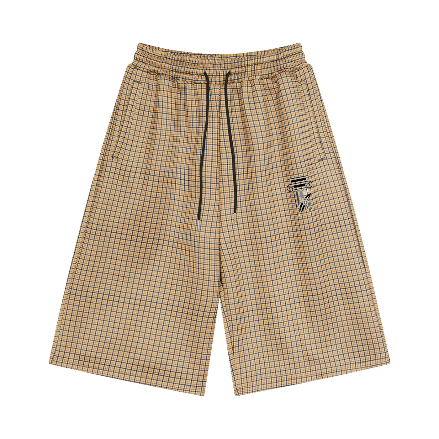 Unisex Plaid Drawstring Shorts