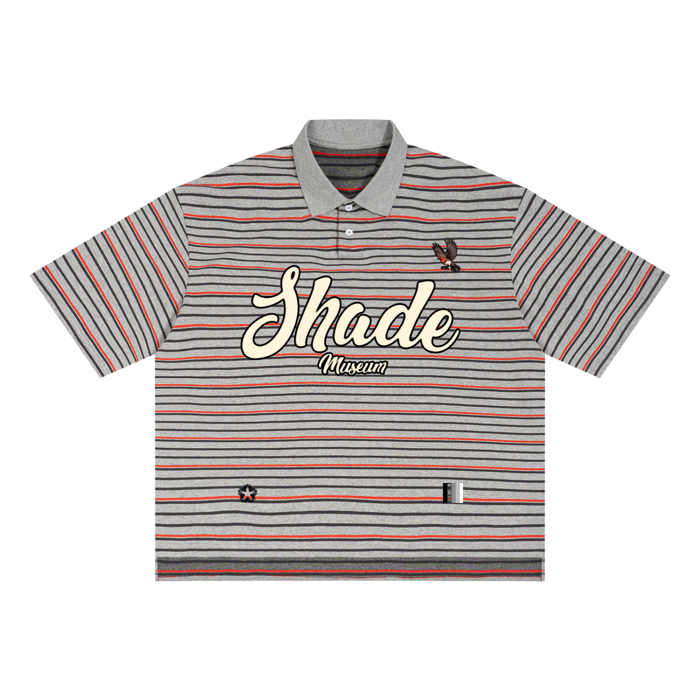 Unisex Striped Boxy Collared Polo Shirt