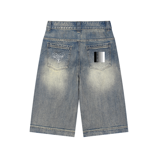 Vintage Wash Baggy Denim Shorts