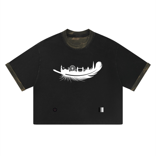 Unisex Mineral Washed Boxy Panel T-Shirt