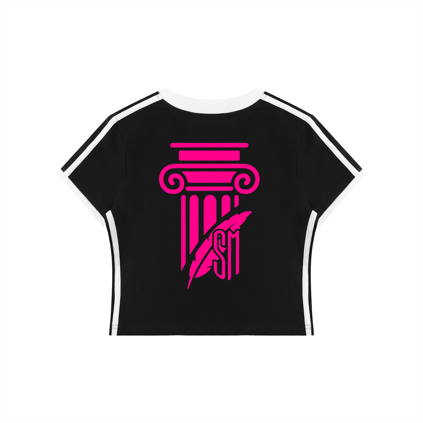 Women's Retro Binding V-Neck Crop T-Shirt