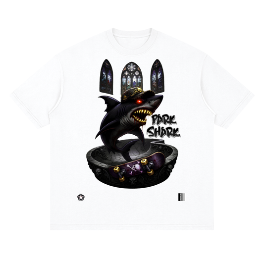 Park Shark Skateboard Streetwear Loose Drop Shoulder T-Shirt