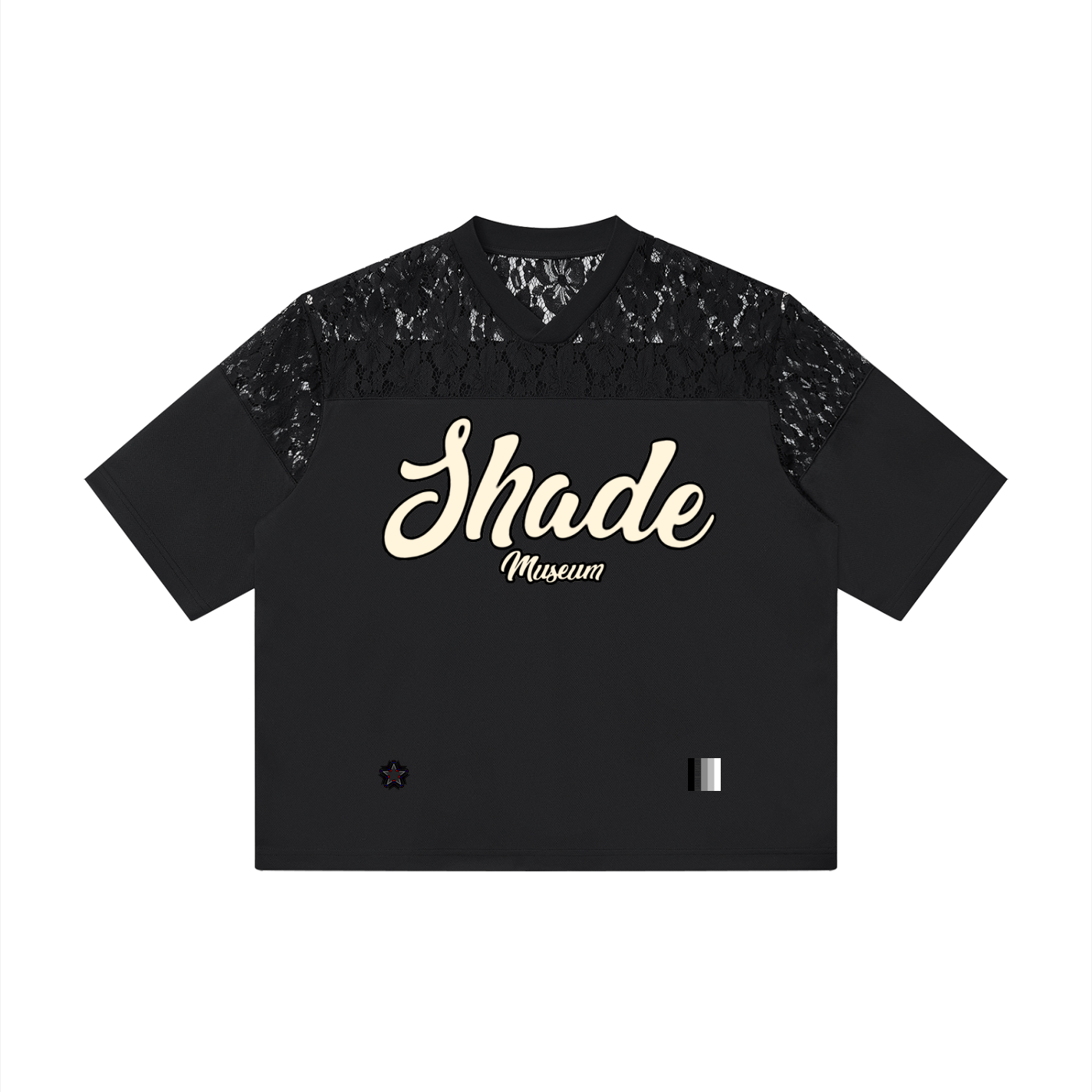 Unisex Lace Paneling V-Neck T-Shirt