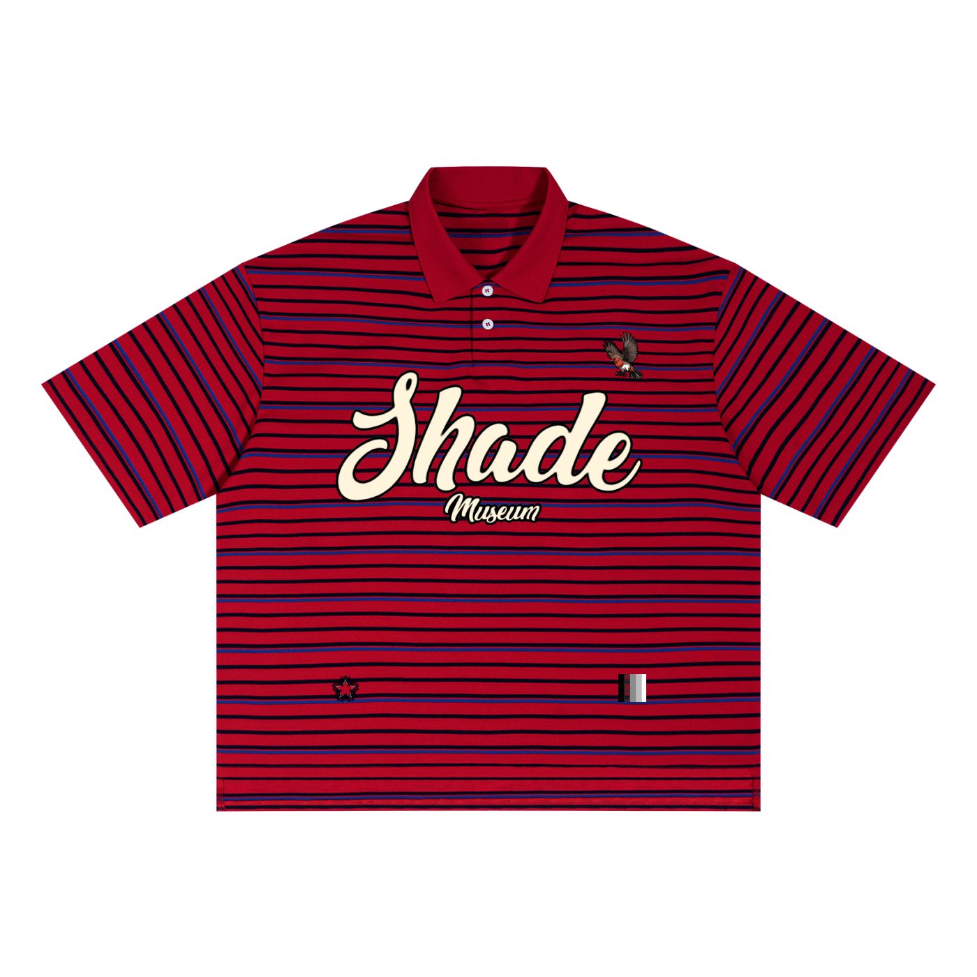 Unisex Striped Boxy Collared Polo Shirt