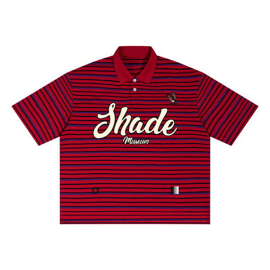 Unisex Striped Boxy Collared Polo Shirt