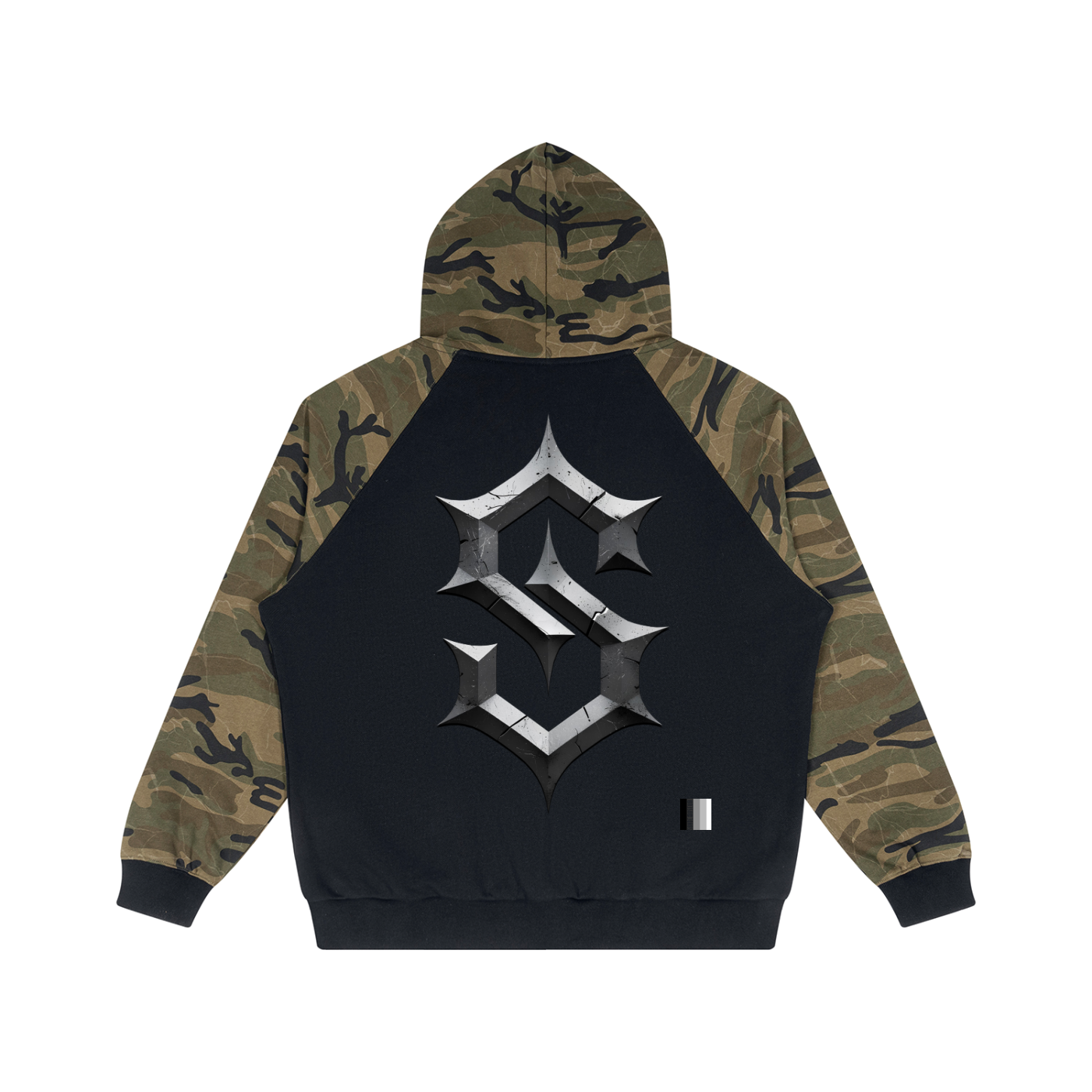 Unisex Camo-Splice Raglan Zip Hoodie
