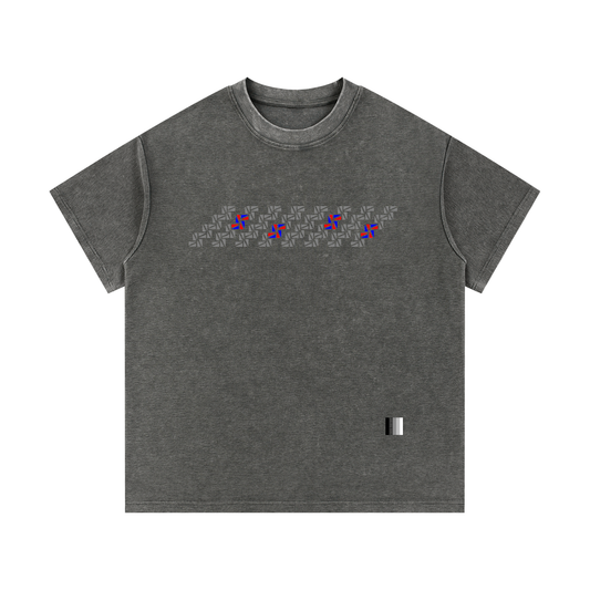 Monogram Stripe Mineral Wash Waffle Knit T-Shirt