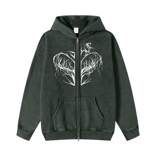 DSOR Unisex Acid Washed Zip Hoodie