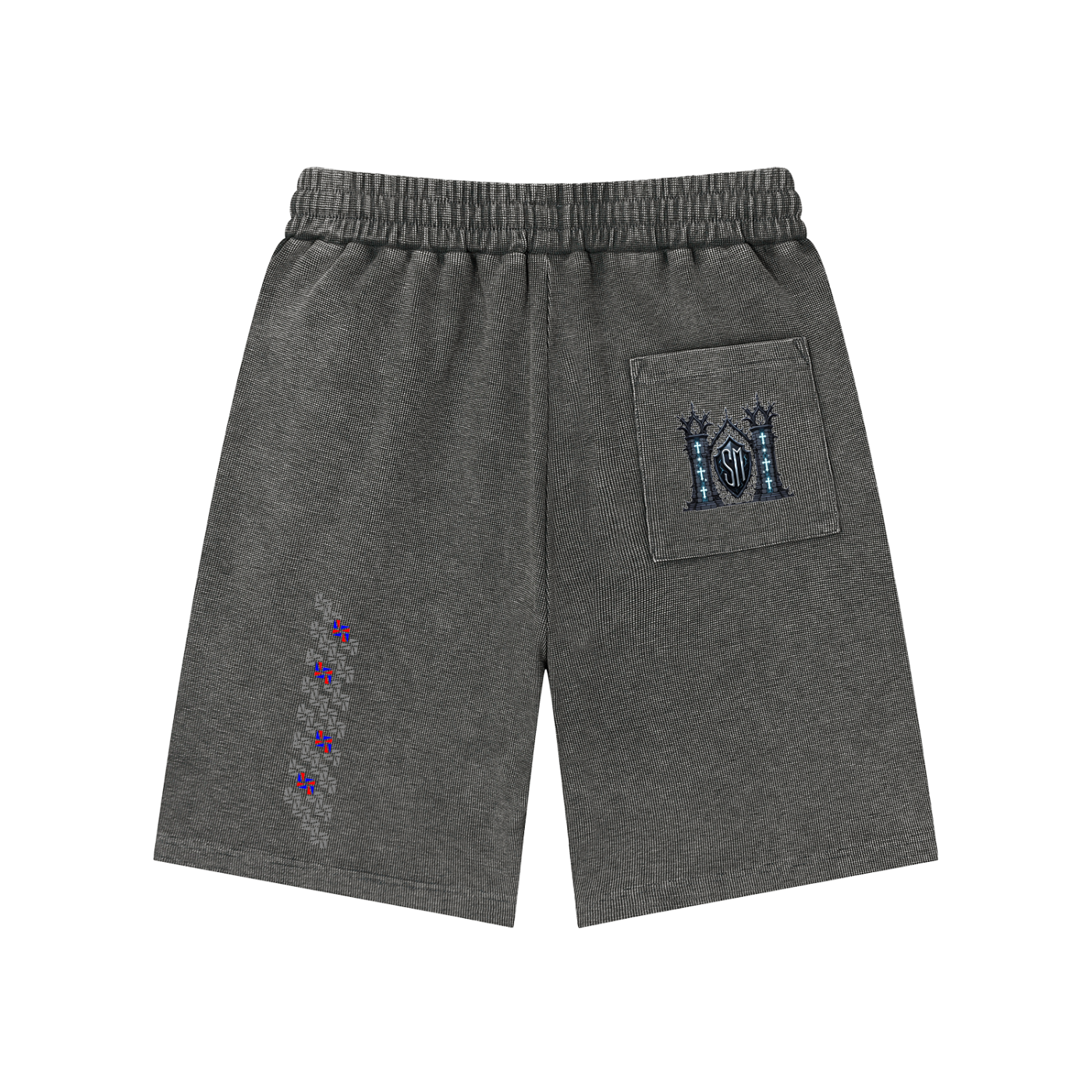 Blue Museum Gate Mineral Wash Waffle Knit Shorts