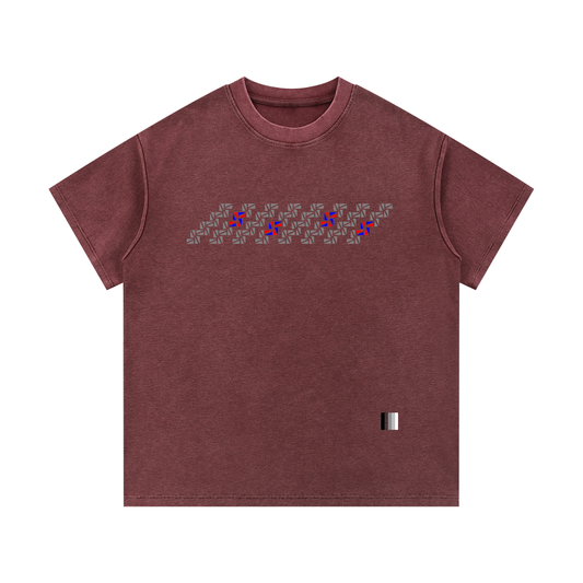 Monogram Stripe Mineral Wash Waffle Knit T-Shirt