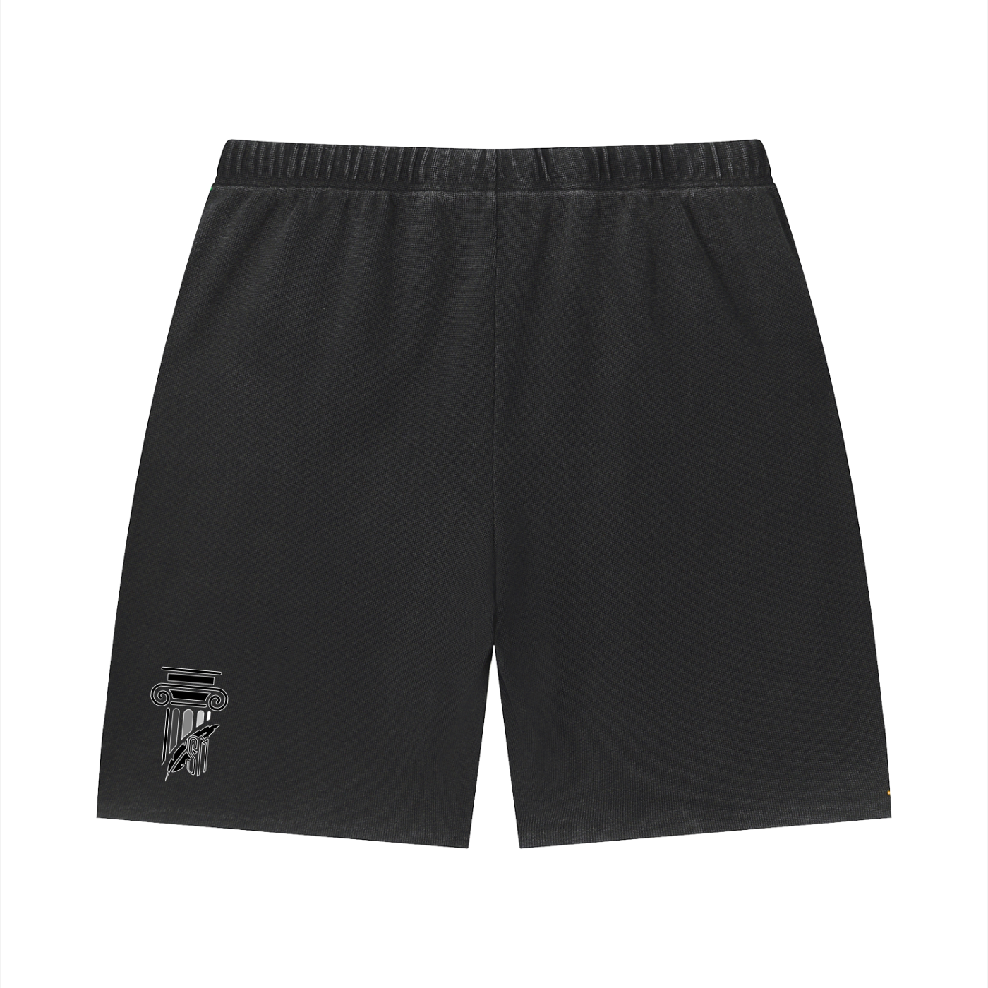 Unisex Vintage Wash Sunfade Waffle Raw Hem Shorts