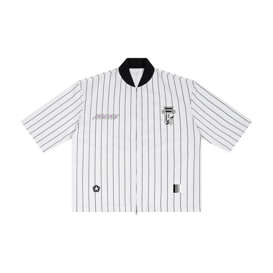 Unisex Striped Full-Zip Baseball Jersey