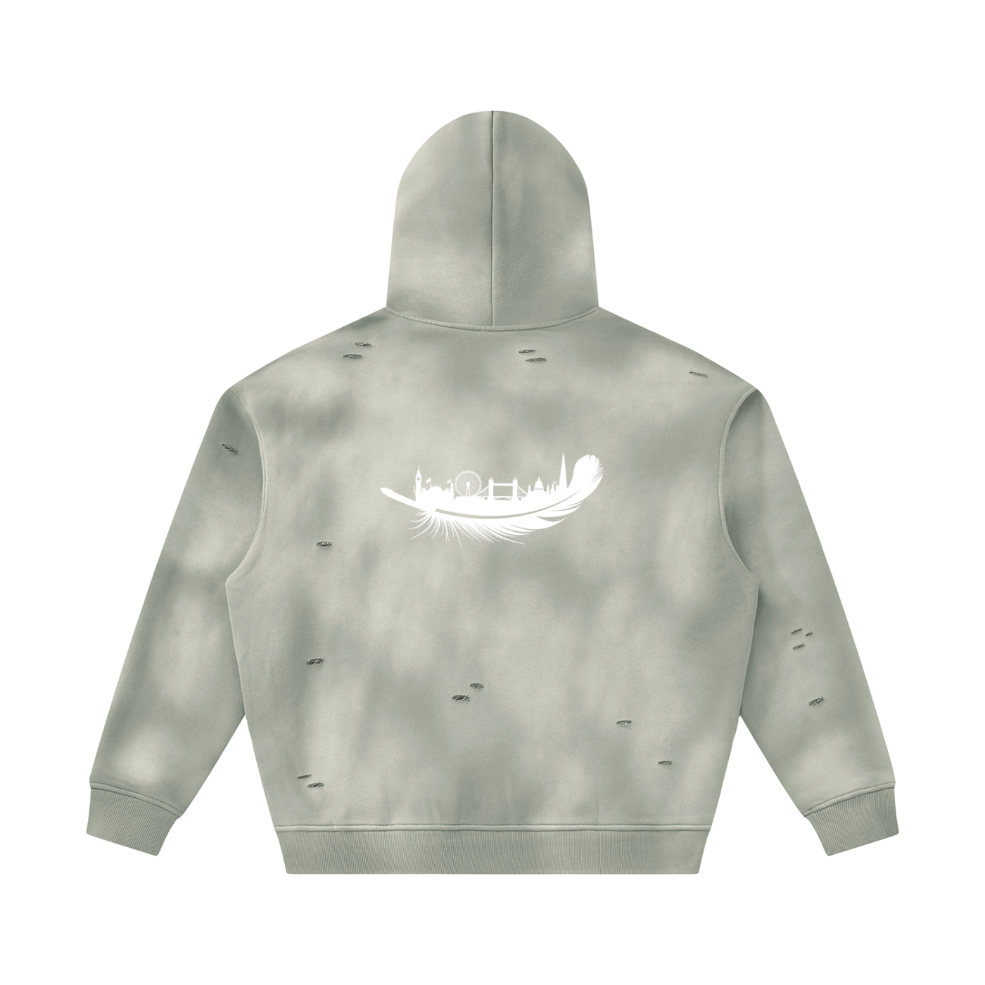 Unisex Sunfade Frayed Fleece Hoodie