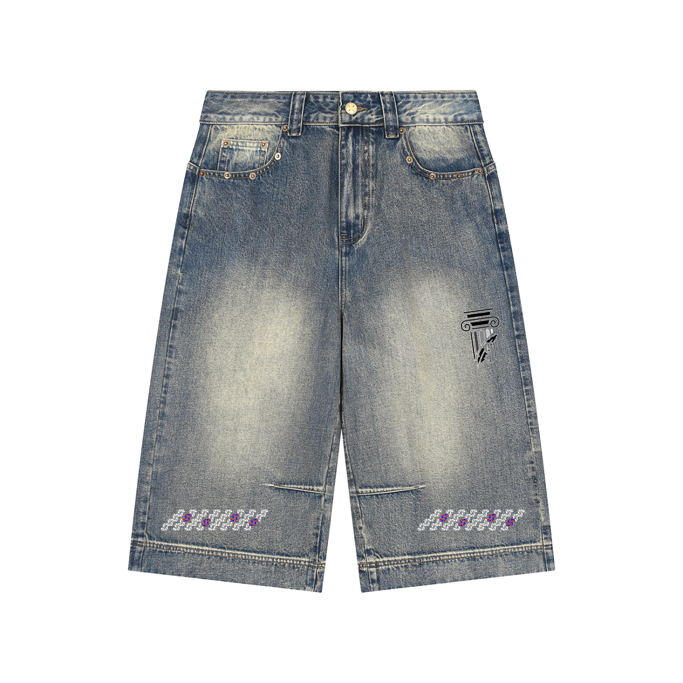Vintage Wash Baggy Denim Shorts