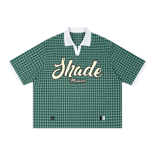 Unisex Boxy Plaid Color Block Polo Shirt