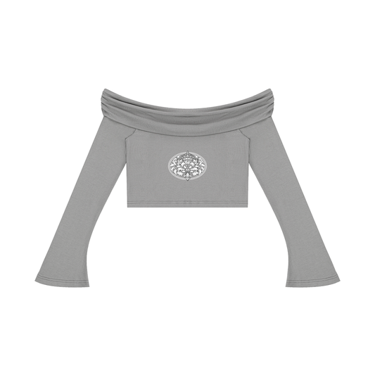 Women's Off-the-Shoulder Bell Sleeve Crop T-Shirt
