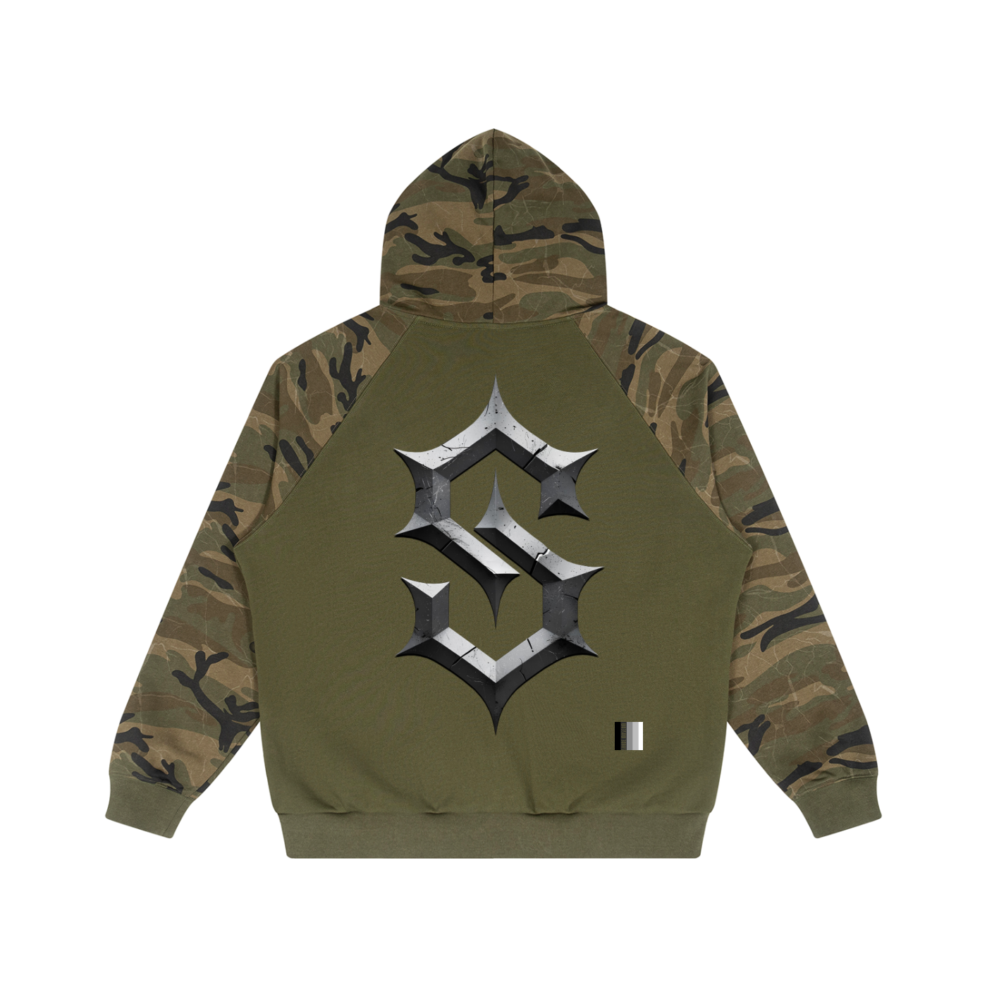Unisex Camo-Splice Raglan Zip Hoodie