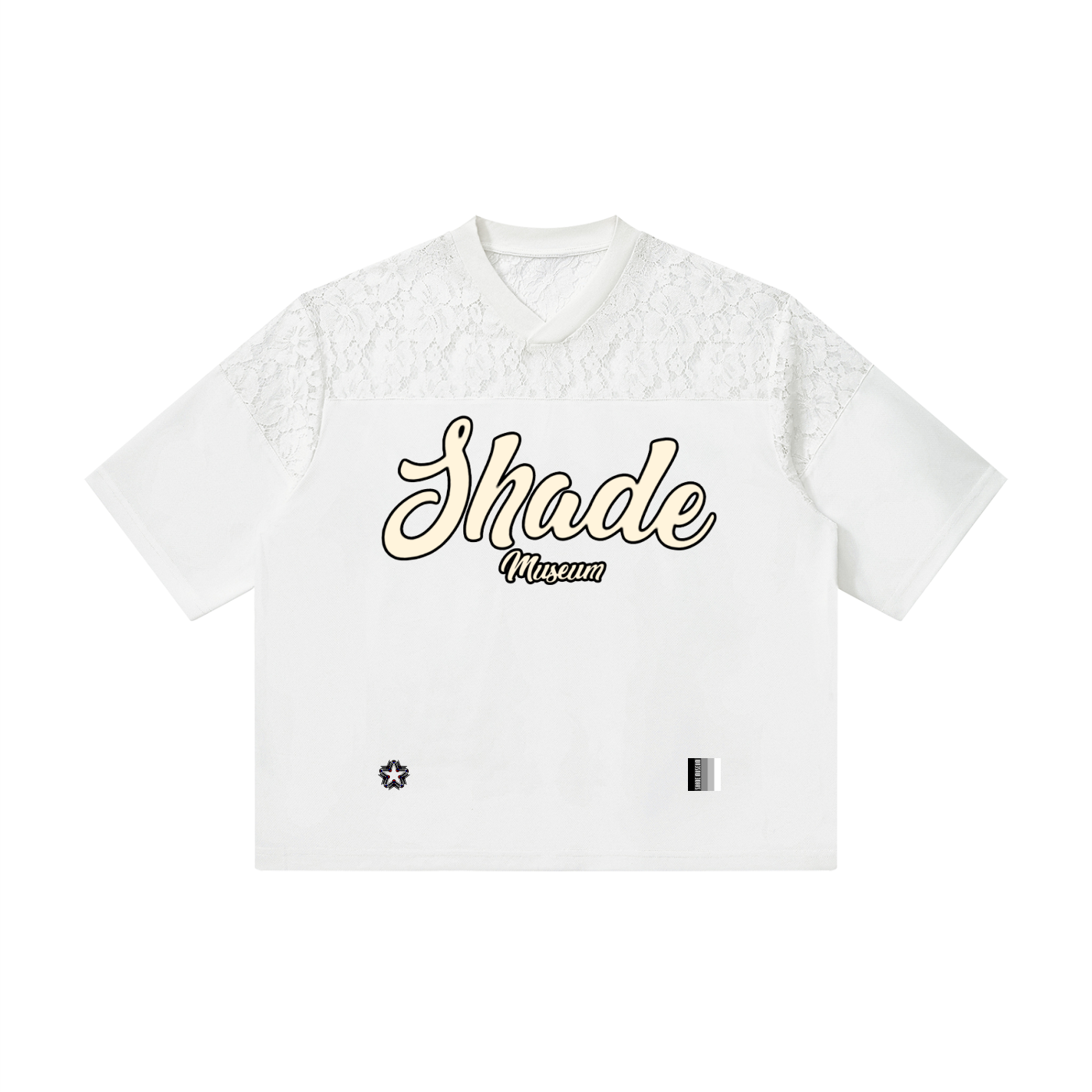 Unisex Lace Paneling V-Neck T-Shirt