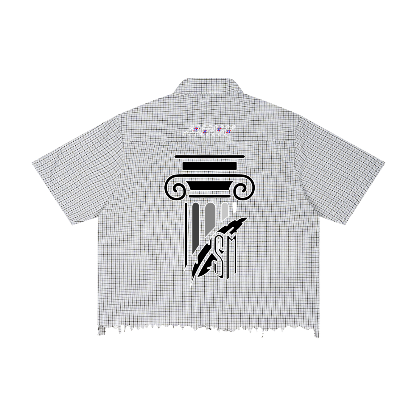 Unisex Distressed Plaid Boxy Shirt