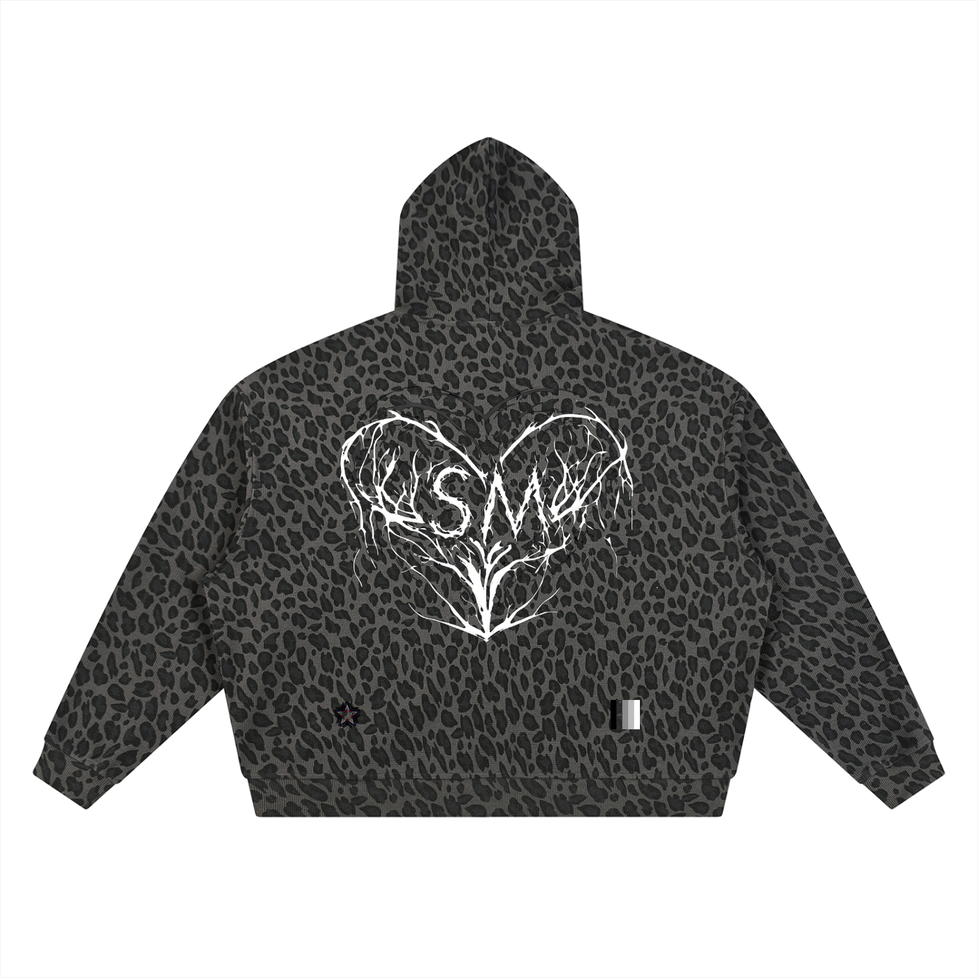 Unisex Leopard Print Waffle Full Zip Hoodie