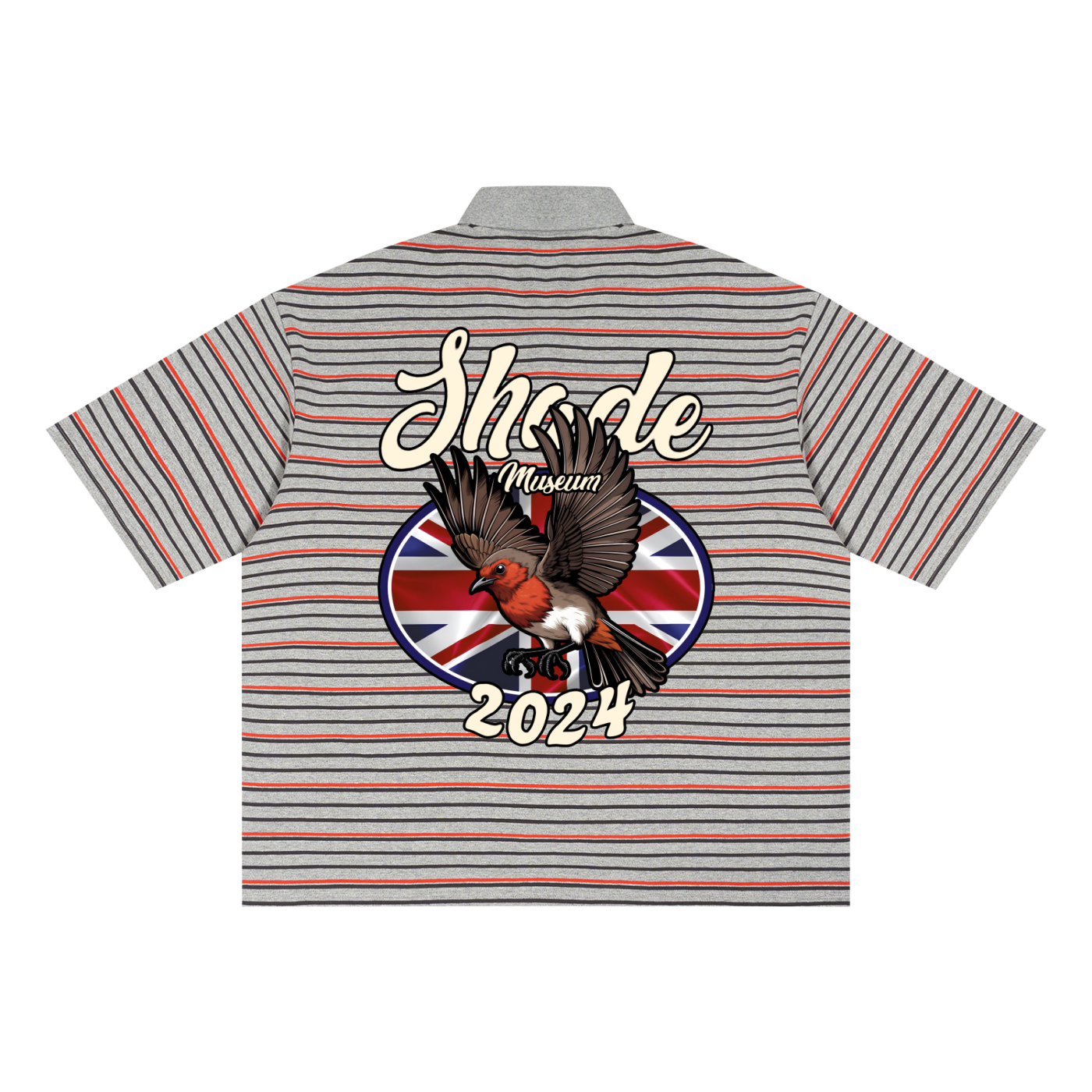Unisex Striped Boxy Collared Polo Shirt
