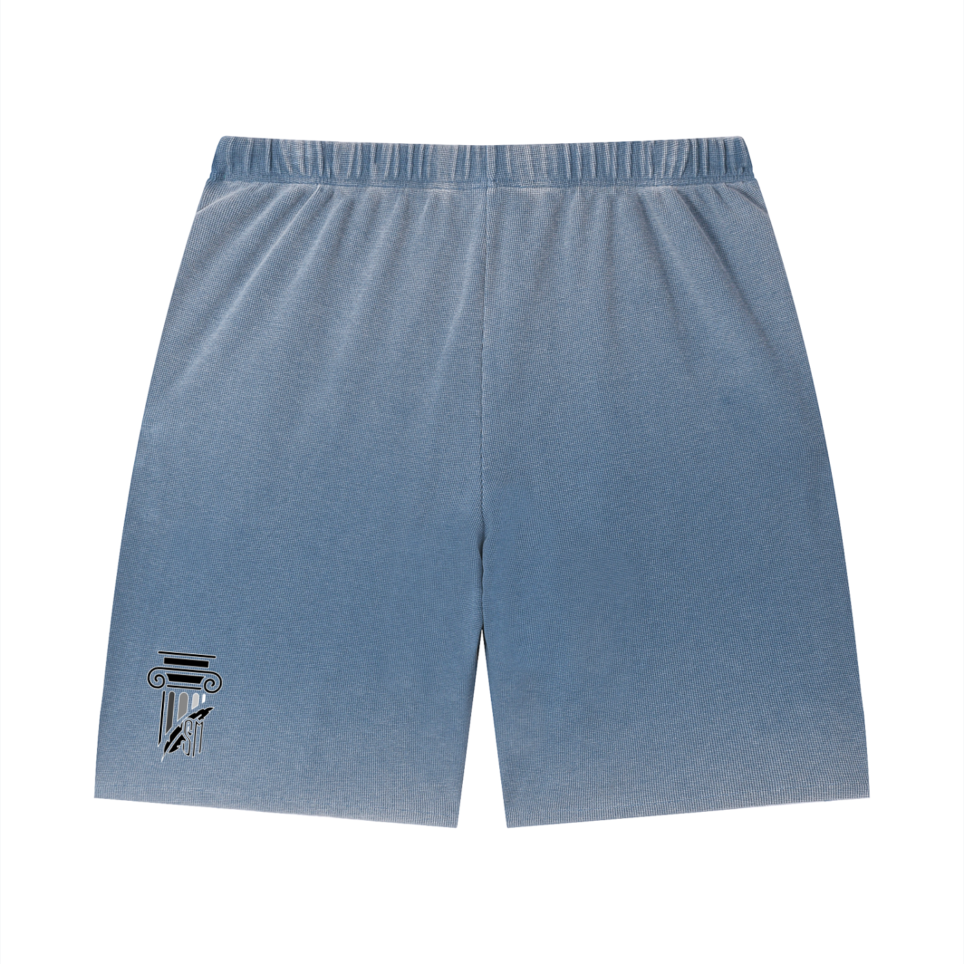 Unisex Vintage Wash Sunfade Waffle Raw Hem Shorts