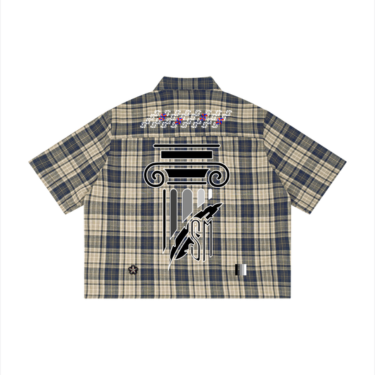 Unisex Plaid Boxy Short Sleeve Shirt