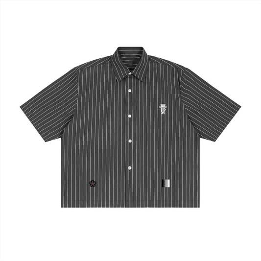 Unisex Striped Boxy Button-Up Shirt