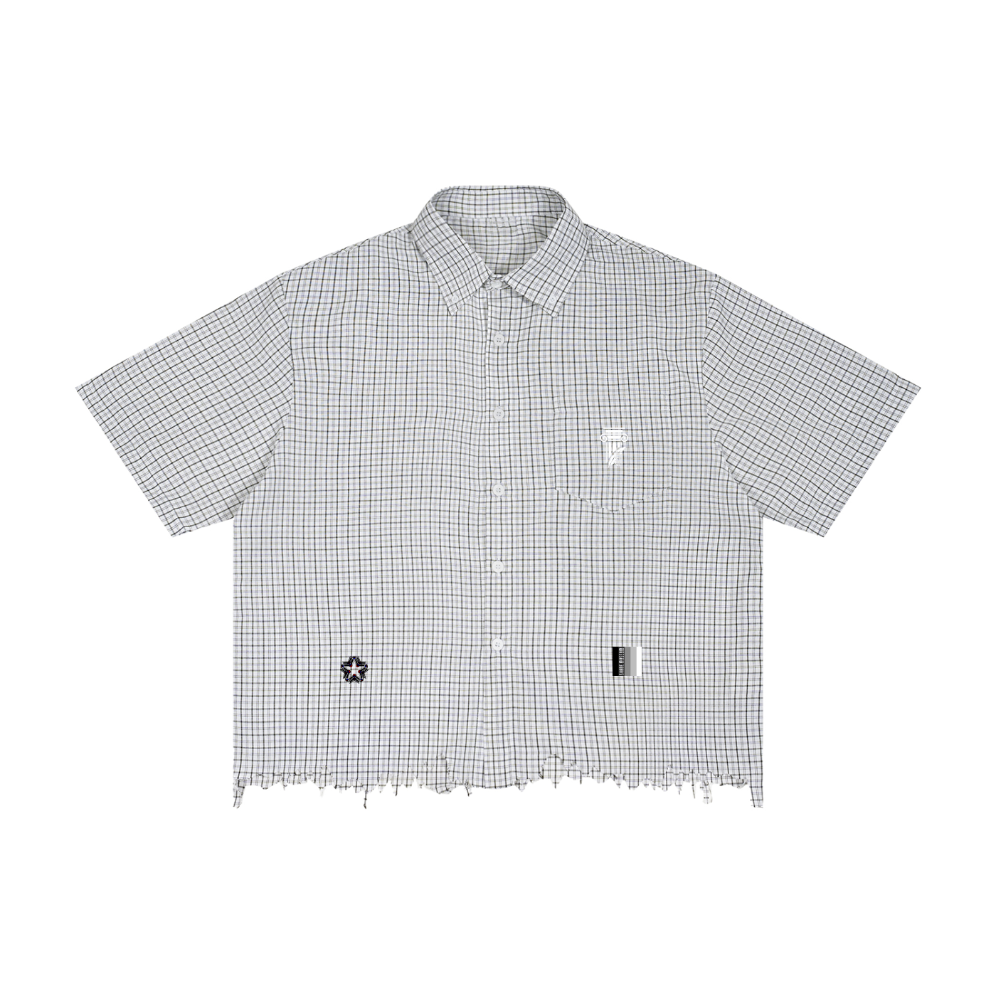 Unisex Distressed Plaid Boxy Shirt