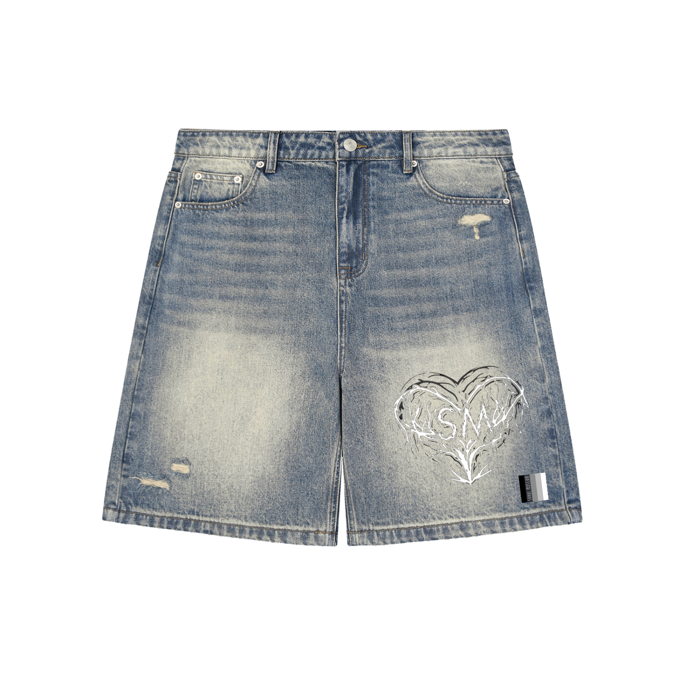 Faded Distressed Baggy Denim Shorts