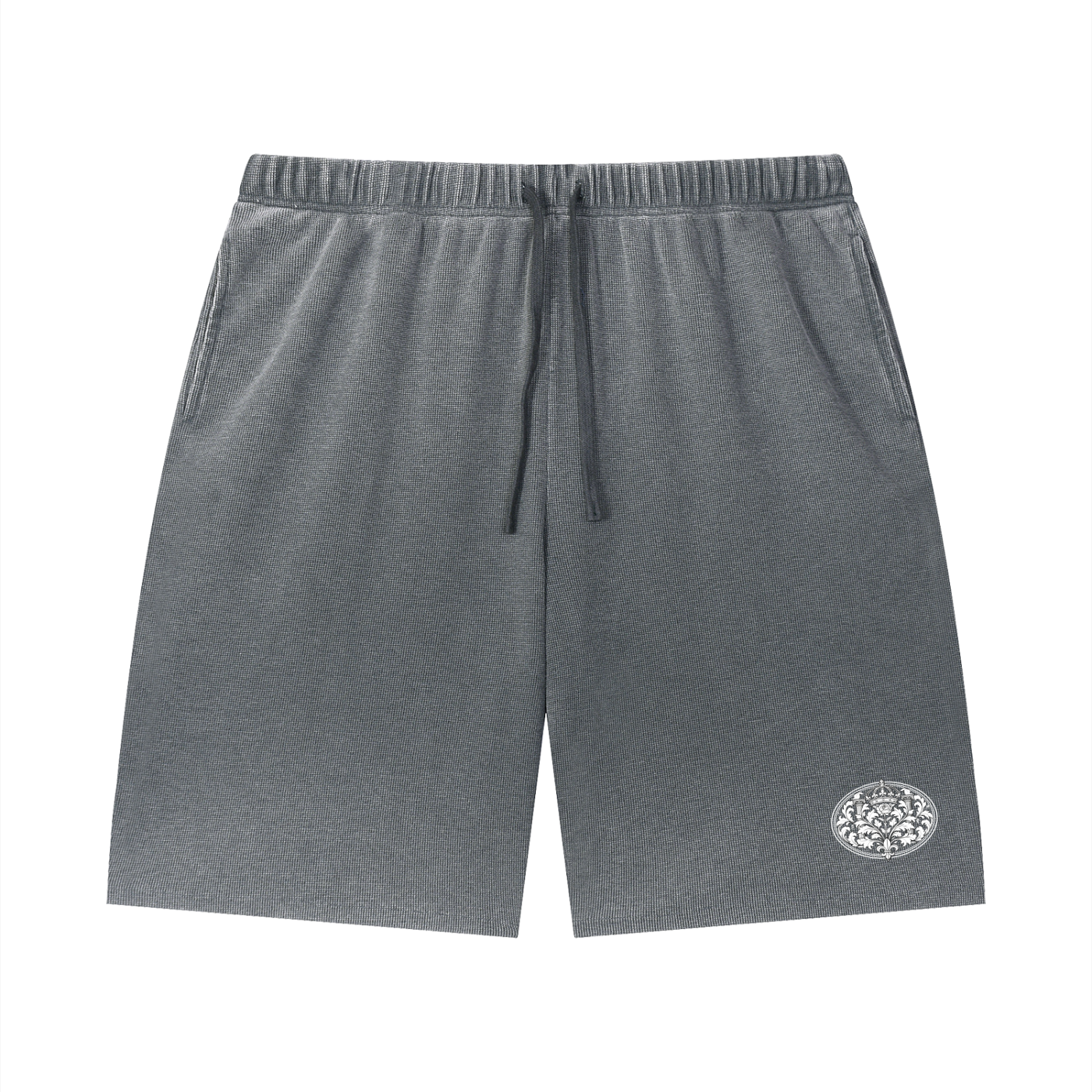 Unisex Vintage Wash Sunfade Waffle Raw Hem Shorts