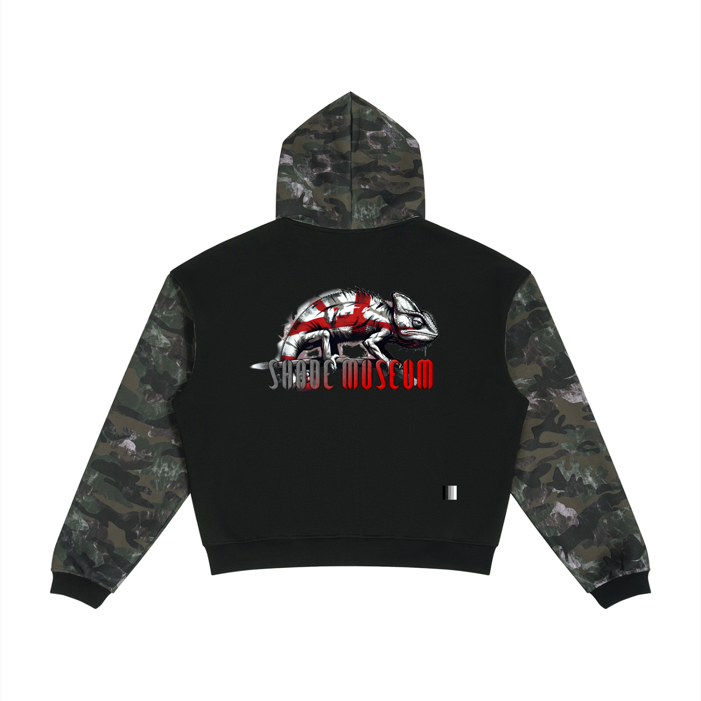 Unisex Colorblock Camo Full Zip Boxy Hoodie