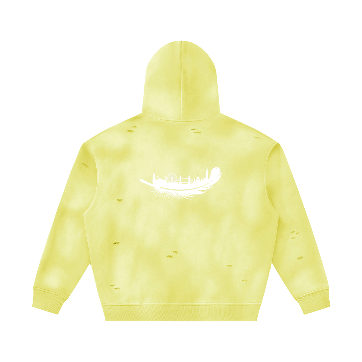 Unisex Sunfade Frayed Fleece Hoodie