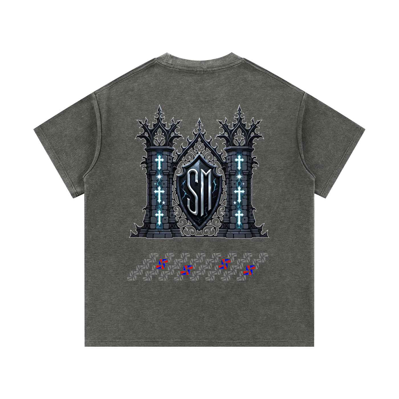 Blue Museum Gate Mineral Wash Waffle Knit T-Shirt