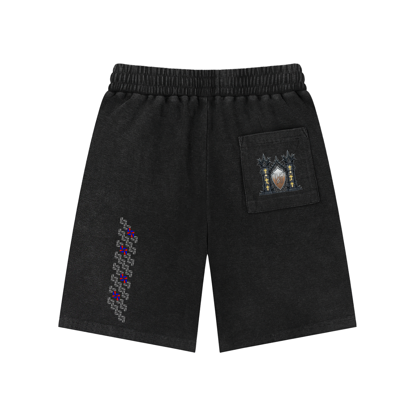 Gold Museum Gate Mineral Wash Waffle Knit Shorts