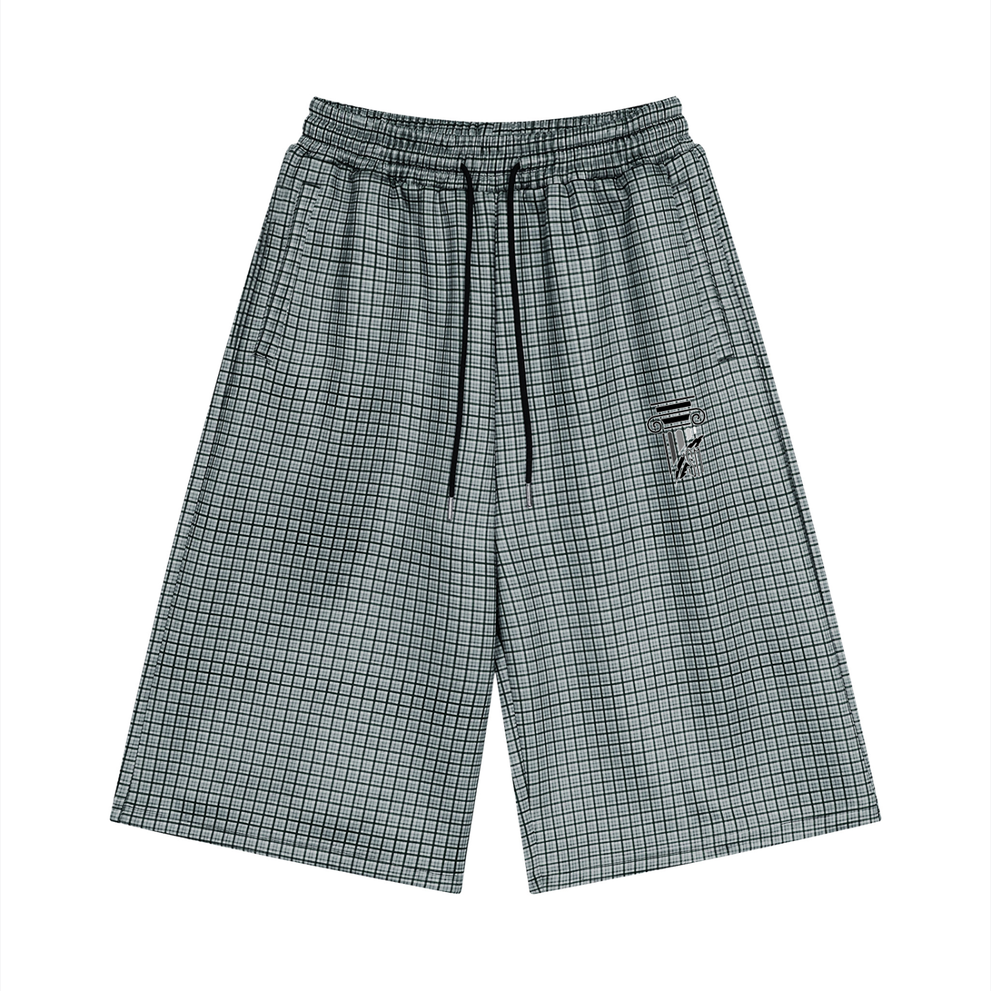 Unisex Plaid Drawstring Shorts