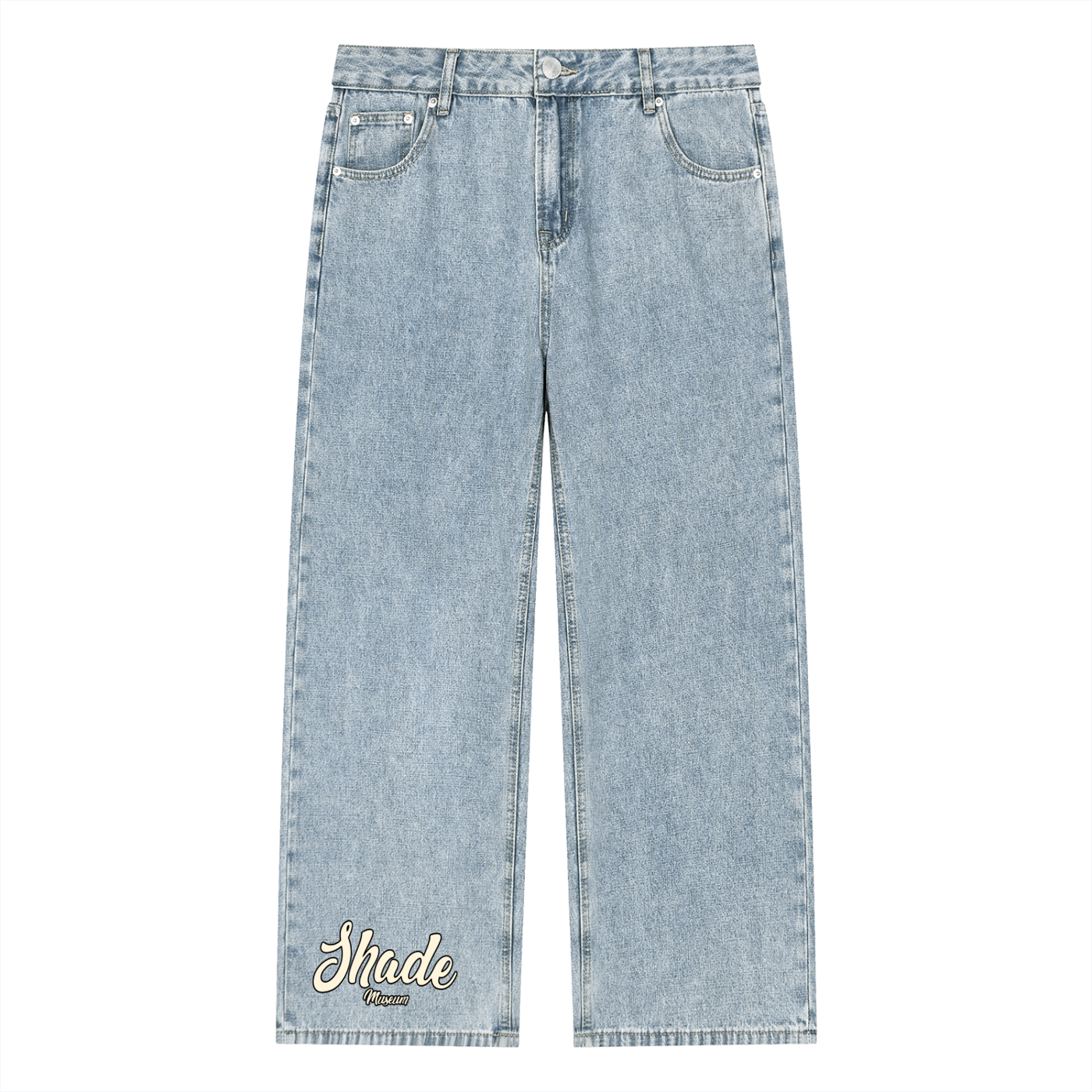 Unisex Vintage Wash Straight Leg Jeans