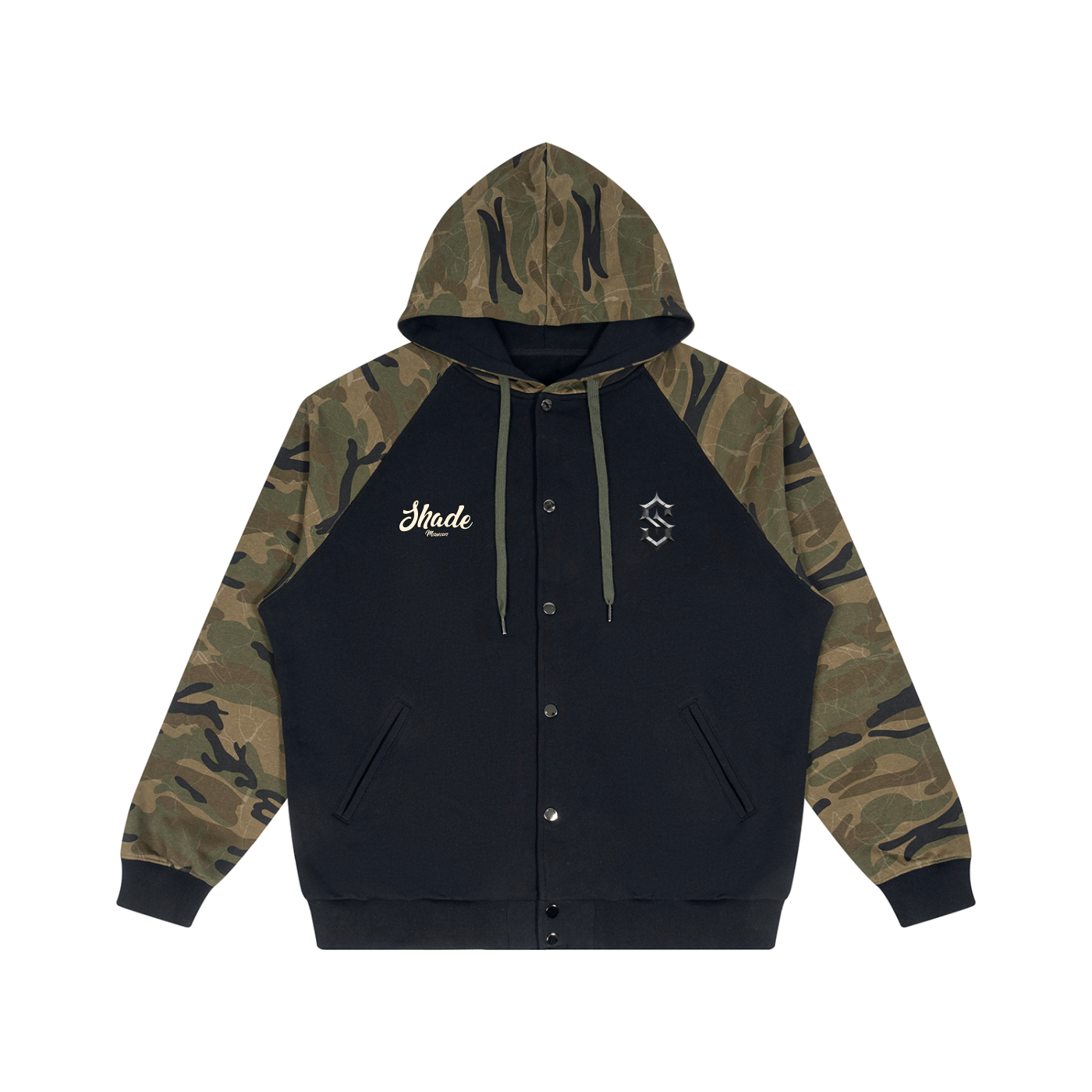 Unisex Camo-Splice Raglan Zip Hoodie
